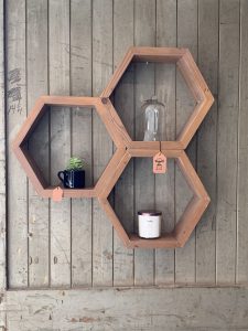 Hexagon Shelves. Can be made in any configuration.