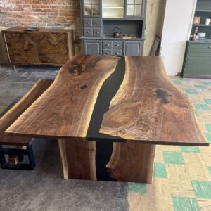 Live edge walnut epoxy river table 